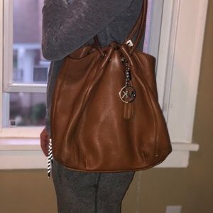 Michael Kors Large Leather Shoulder Tote:Brown